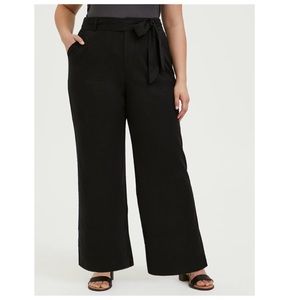 Torrid Wide Leg Linen Self Tie Trousers